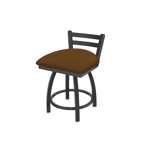 18" Low Back Swivel Vanity Stool, Pewter Finish, Canter Thatch Seat
